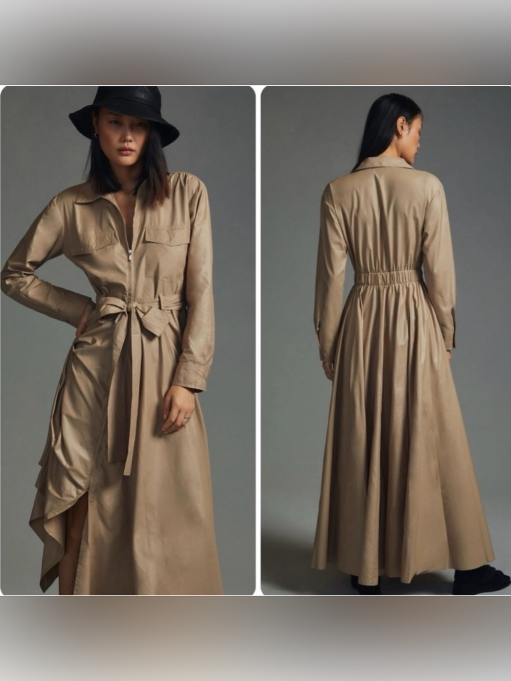 Anthropologie Samant Chauhan Utility Shirt Dress Sand Size Medium